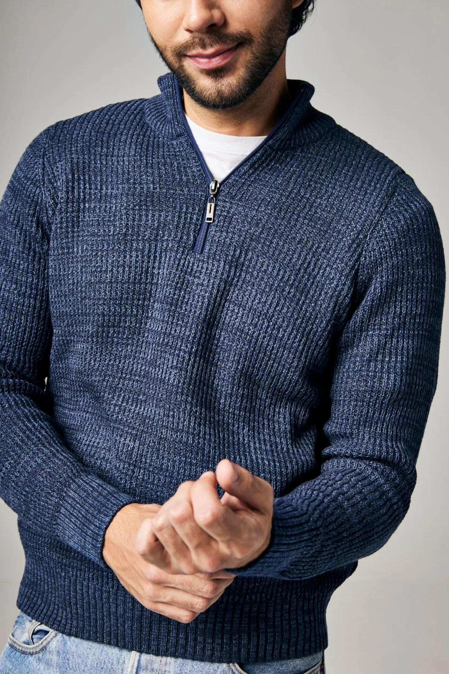 Suéter Darién en puntada perlada halfzip – Hombre